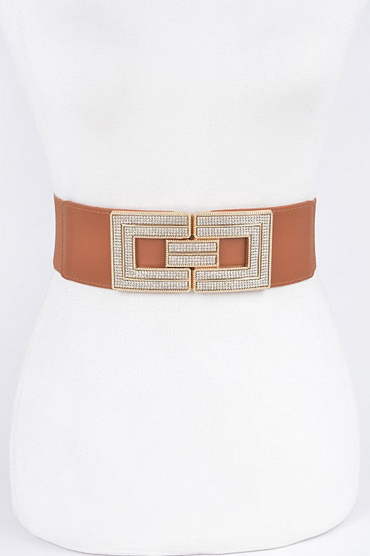 Rhinestone Buckles Plus Size Elastic Belt