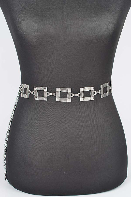 Square Metal Plus Size Chain Belt-SILVER