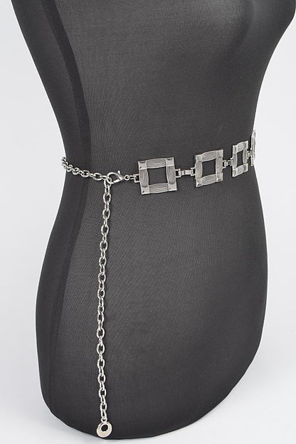 Square Metal Plus Size Chain Belt-SILVER