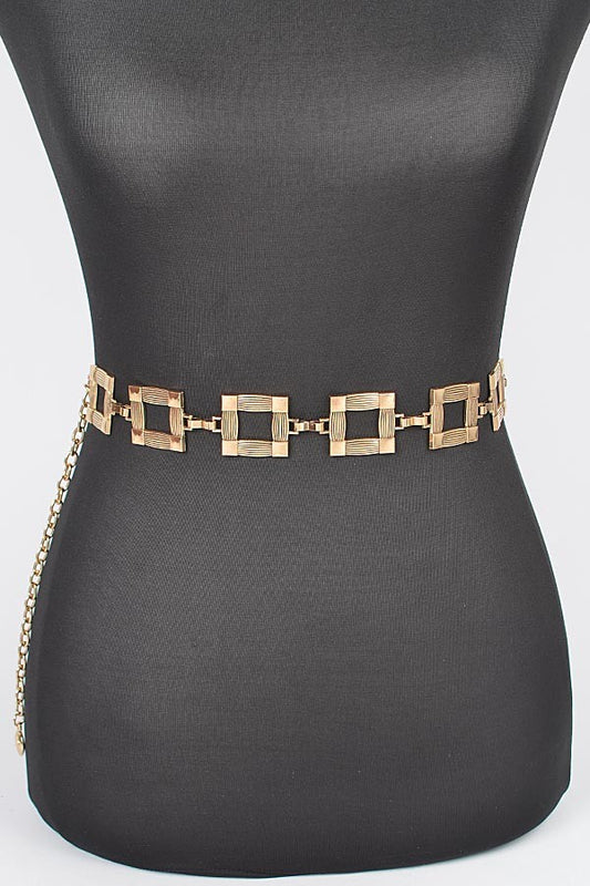 Square Metal Plus Size Chain Belt-GOLD
