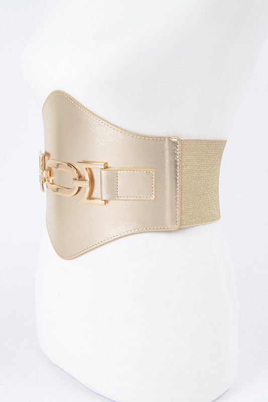 Faux Leather Wide Elastic Plus Size Belt -