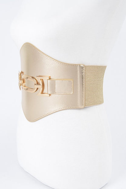Faux Leather Wide Elastic Plus Size Belt -