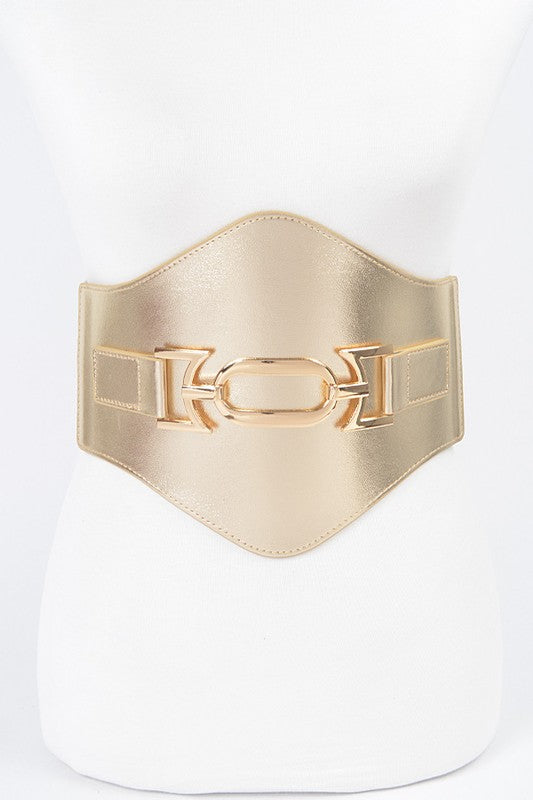 Faux Leather Wide Elastic Plus Size Belt -
