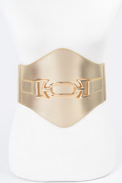 Faux Leather Wide Elastic Plus Size Belt -