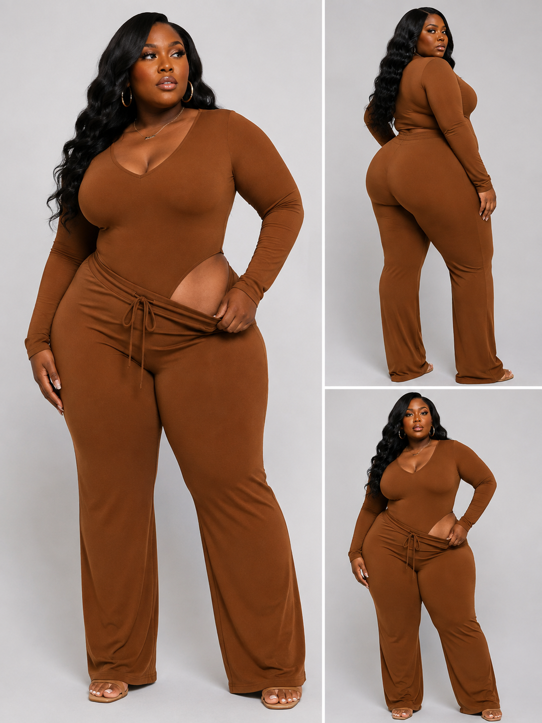 PLUS SIZE 2-PIECE "SPT LIFE CURVE" SET-CAMEL-63