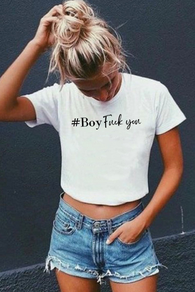 BOY F*CK YOU GRAPHIC CROP TEE