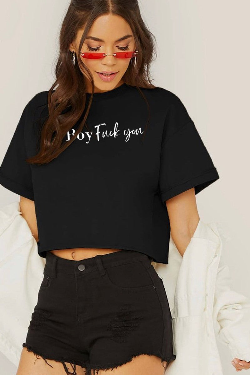 BOY F*CK YOU GRAPHIC CROP TEE