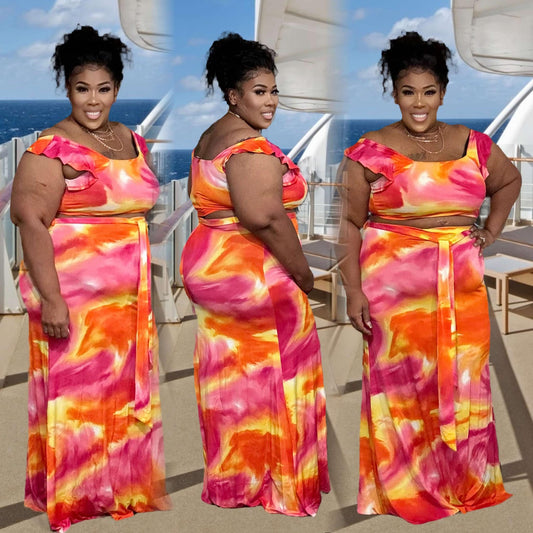 PLUS SIZE SKITTLE 2-PIECE SKIRT SET