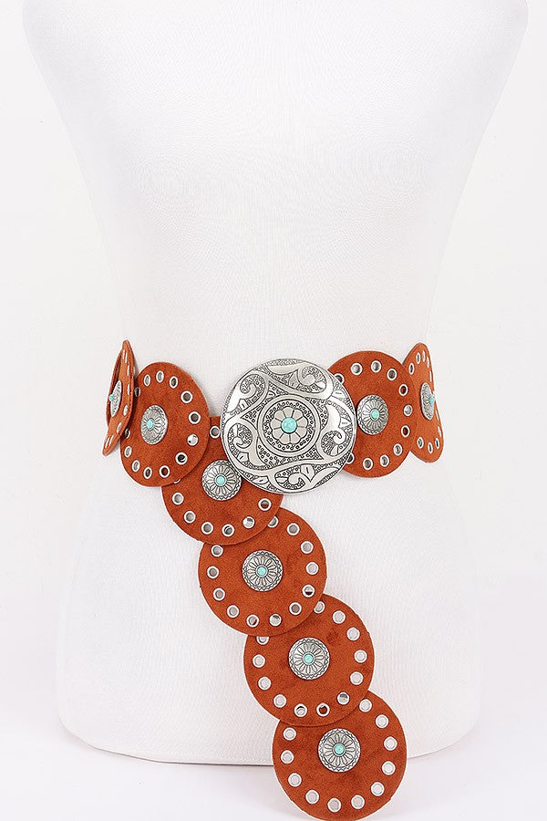 Faux Suede Disc Plus Size Belt