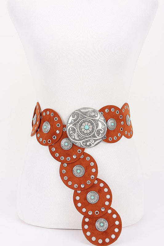 Faux Suede Disc Plus Size Belt