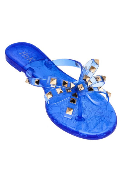 3 PAIR FOR $20 INCLUDES" T-strap sandal w/bow & gold-tone pyramid studs