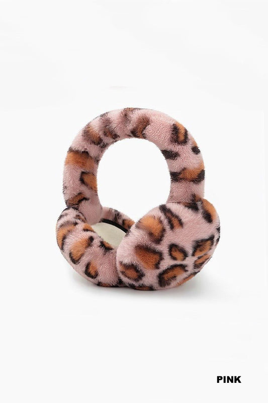 Leopard Faux Fur Earmuffs-PINK