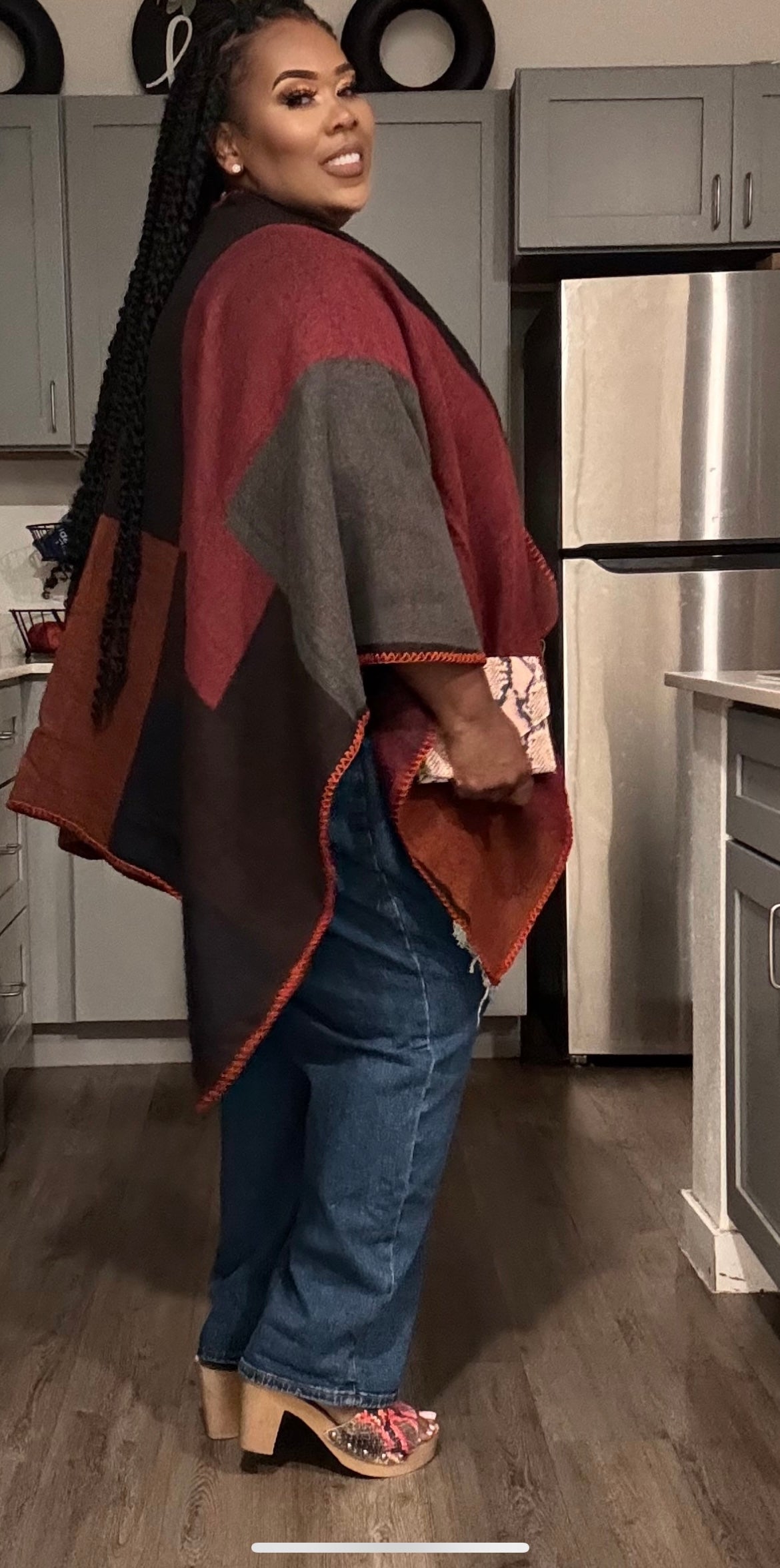PLUS SIZE  PLAID OPEN FRONT KIMONO-COMBO MIX
