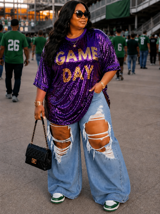 PLUS SIZE GAME-DAY SEQUIN TOP-PURPLE-27