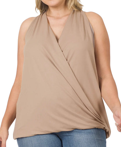PLUS SIZE BRUSHD SURPLICE TOP (will ship 9/10)
