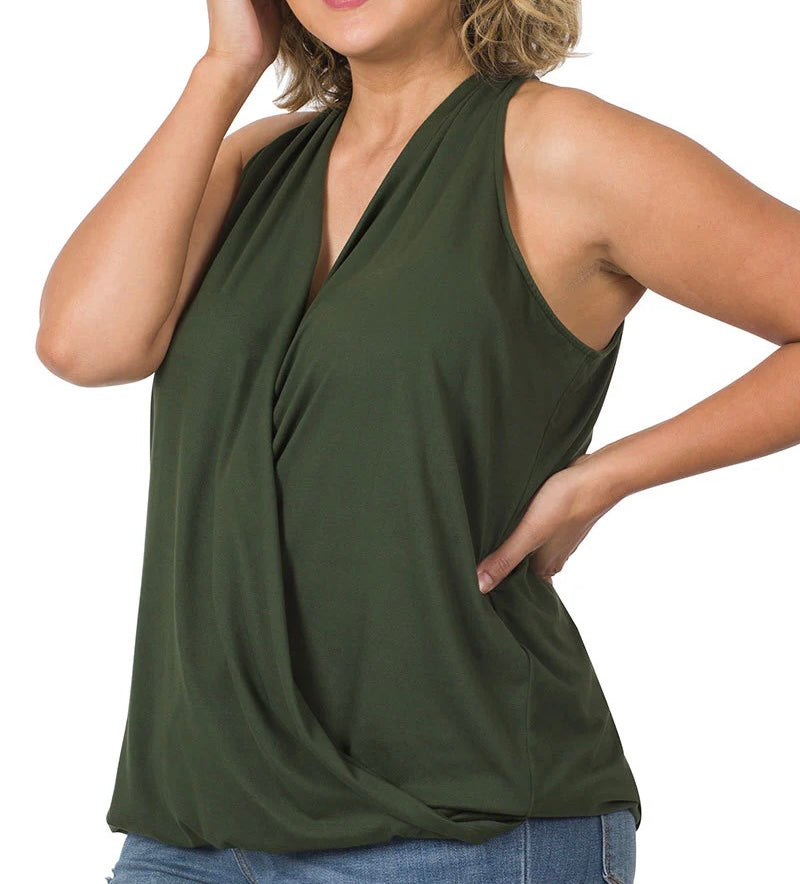 PLUS SIZE BRUSHD SURPLICE TOP (will ship 9/10)