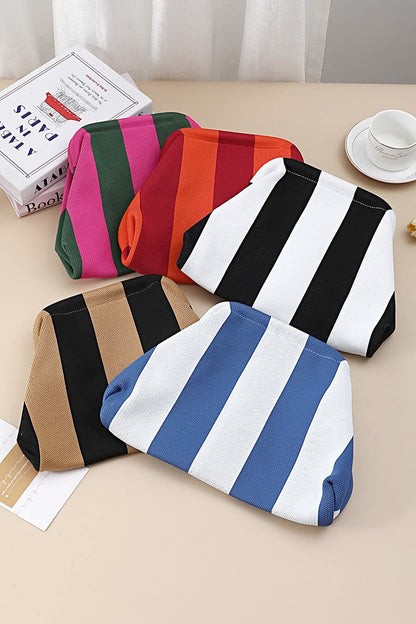 STRIPED CLASP CLUTCH BAG