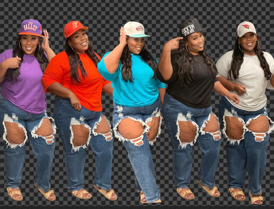 PLUS SIZE QUARTER SLEEVE BASIC TEE