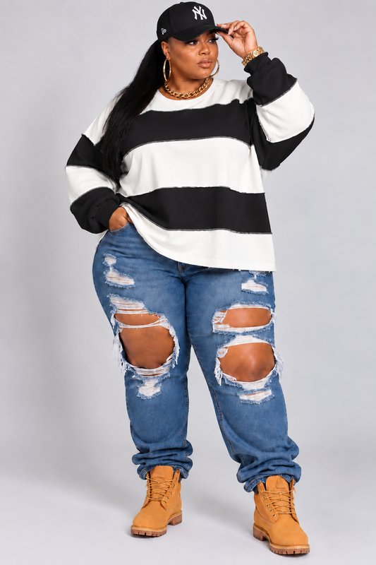 PLUS SIZE "BIG FINE ISH" TOP- BLACK