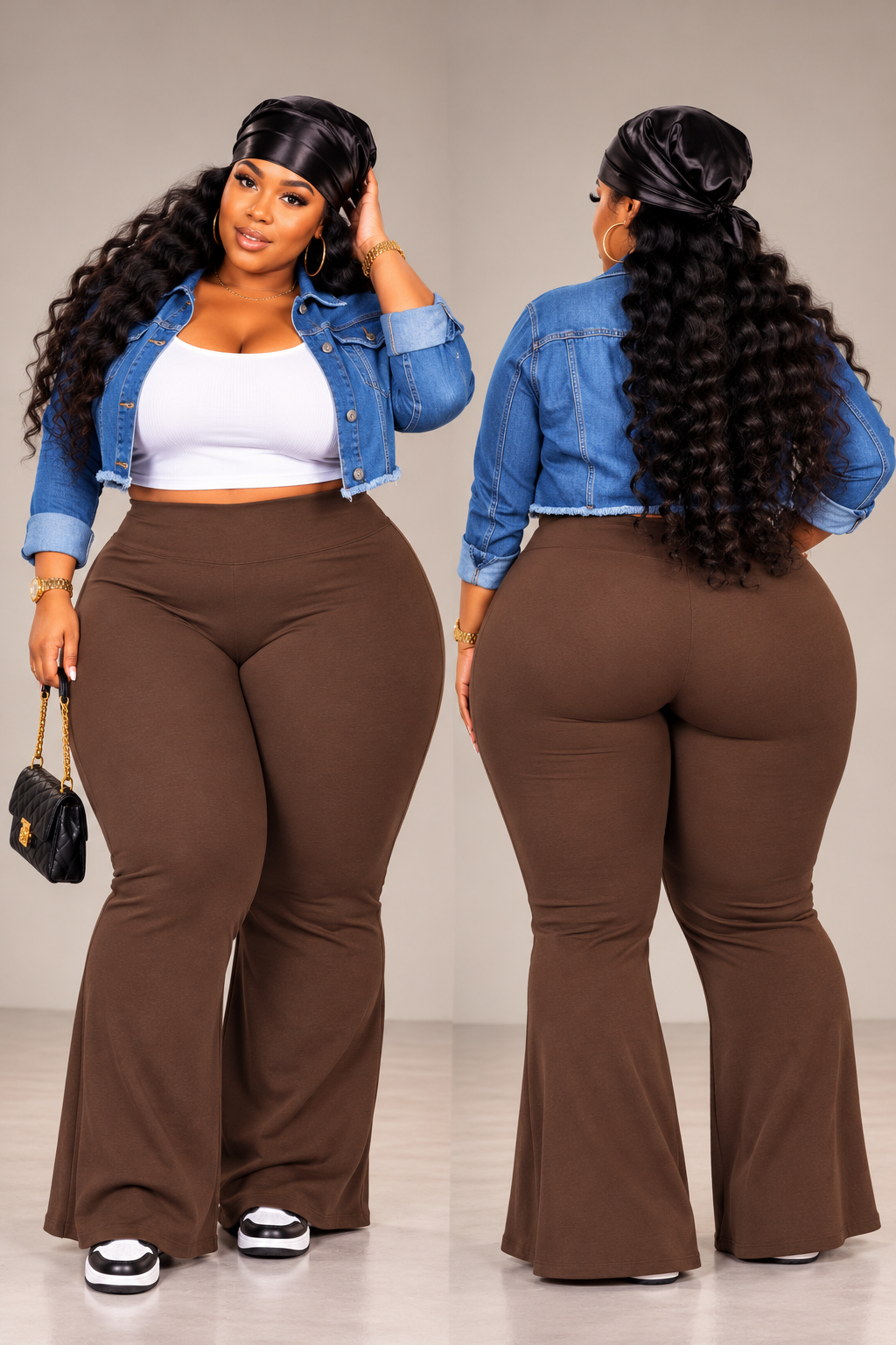 !!!$5.00 SPECIAL!!! PLUS SIZE FLARE PANTS-BROWN-07