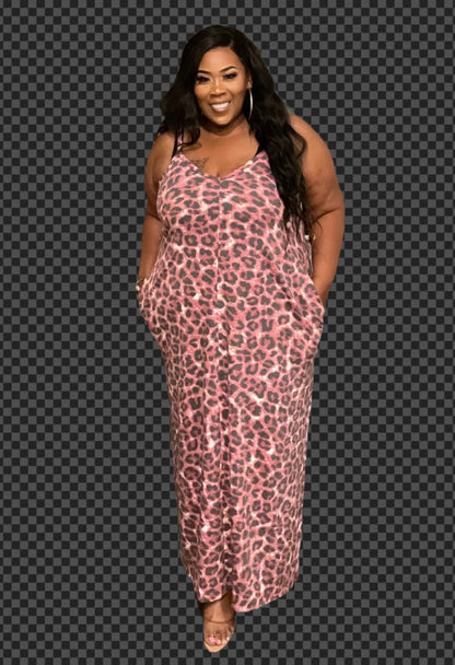 PLUS SIZE 2-POCKET MAXI DRESSANIMAL PRINT-