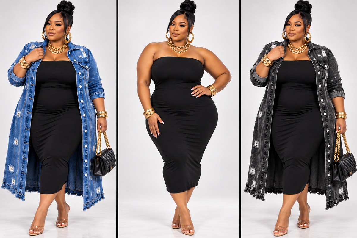 PLUS SIZE BLACK HALTER BODYCON DRESS-67