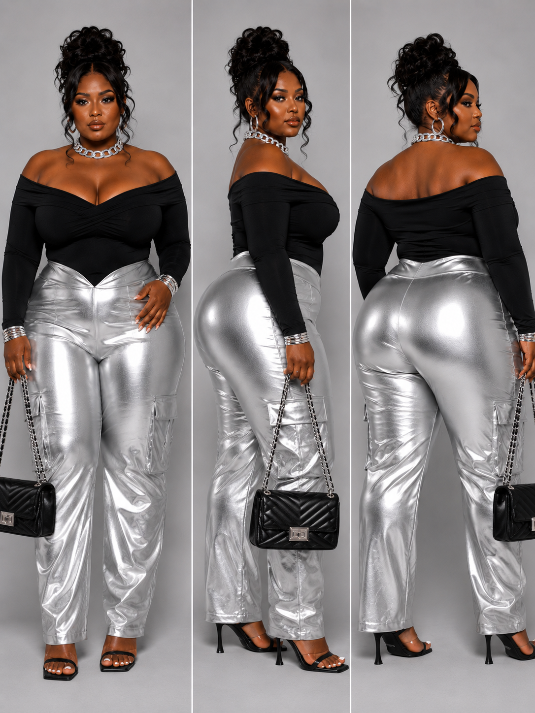 I GOT YOUR ATTENTION FAUX LEATHER PANTS-SILVER-SL01