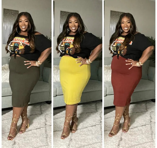 PLUS SIZE HIGHWAIST PENCIL SKIRTS.