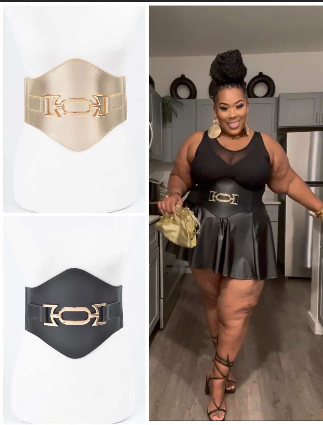 Faux Leather Wide Elastic Plus Size Belt -