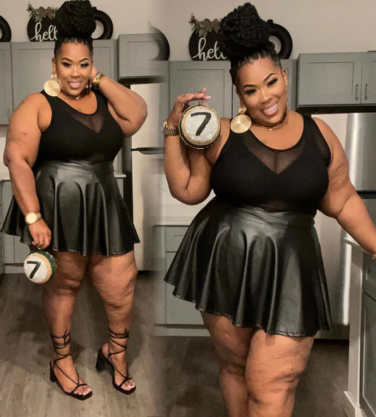 GOOD GIRL FAUX LEATHER FLARE SKIRT  ***SKIRT ONLY**