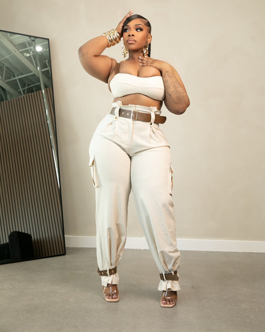 BELT UP 2-PIECE PANT SET-SL10