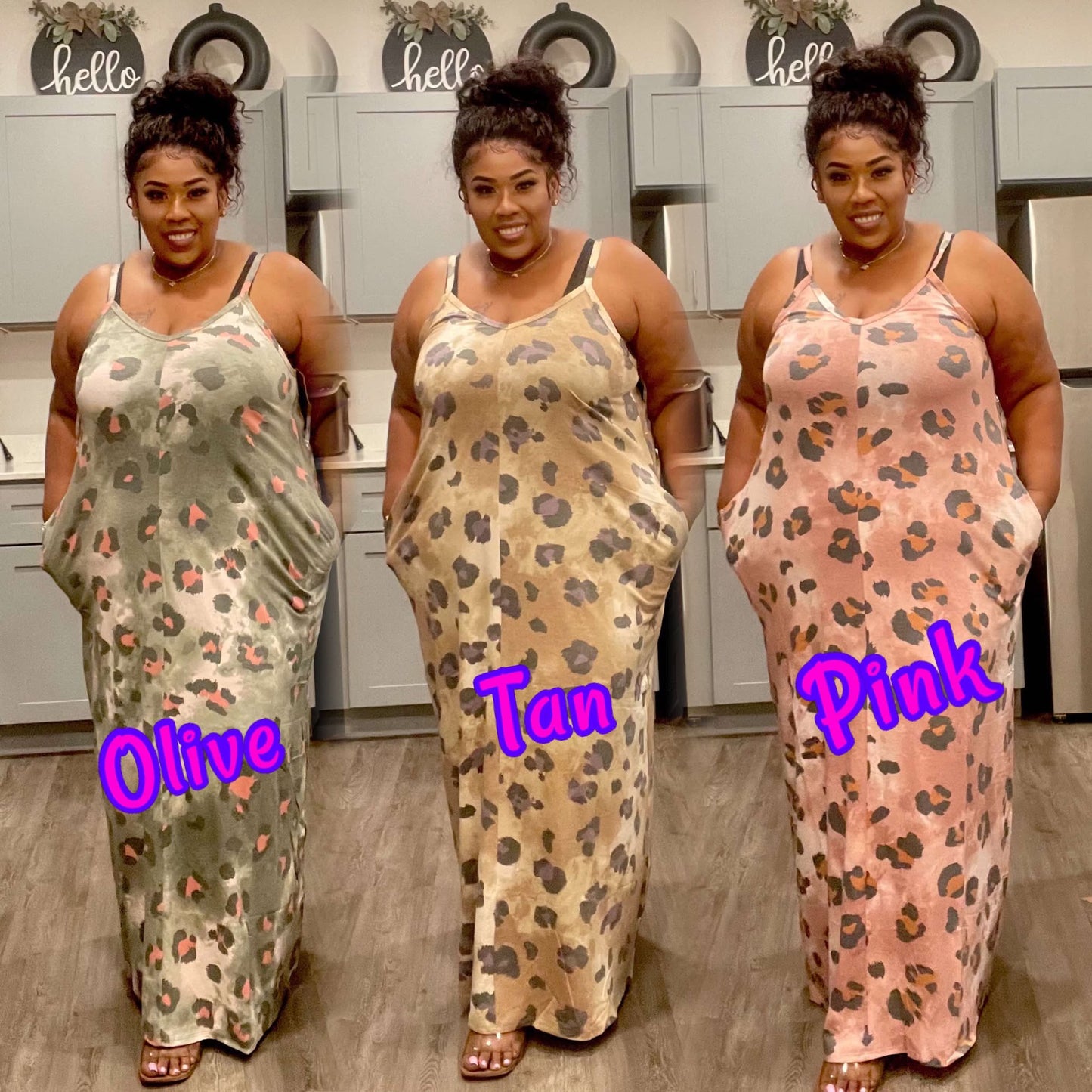 PLUS SIZE 2-POCKET PRINTED MAXI DRESS
