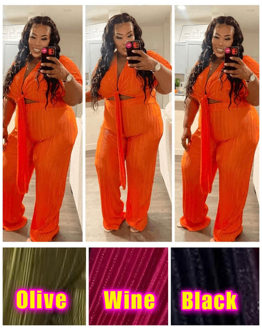 PLUS SIZE PLEATED 2-PIECE SET