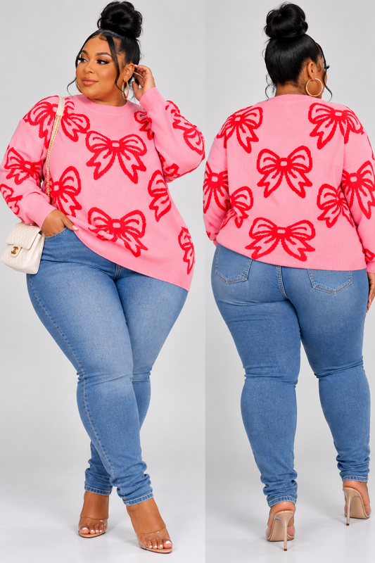 PLUS SIZE "PINK STATUS" SWEATER