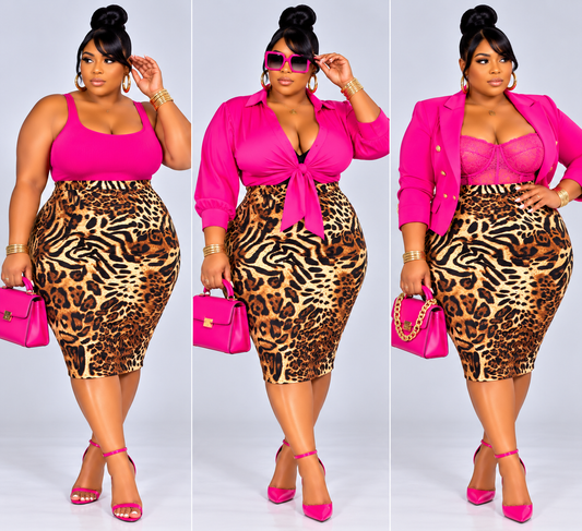 PLUS SIZE "WILD & FINE" PENCIL SKIRT-02