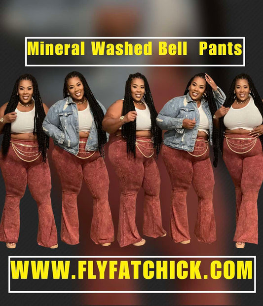 PLUS SIZE mineral washed high waist raw edge hem pants