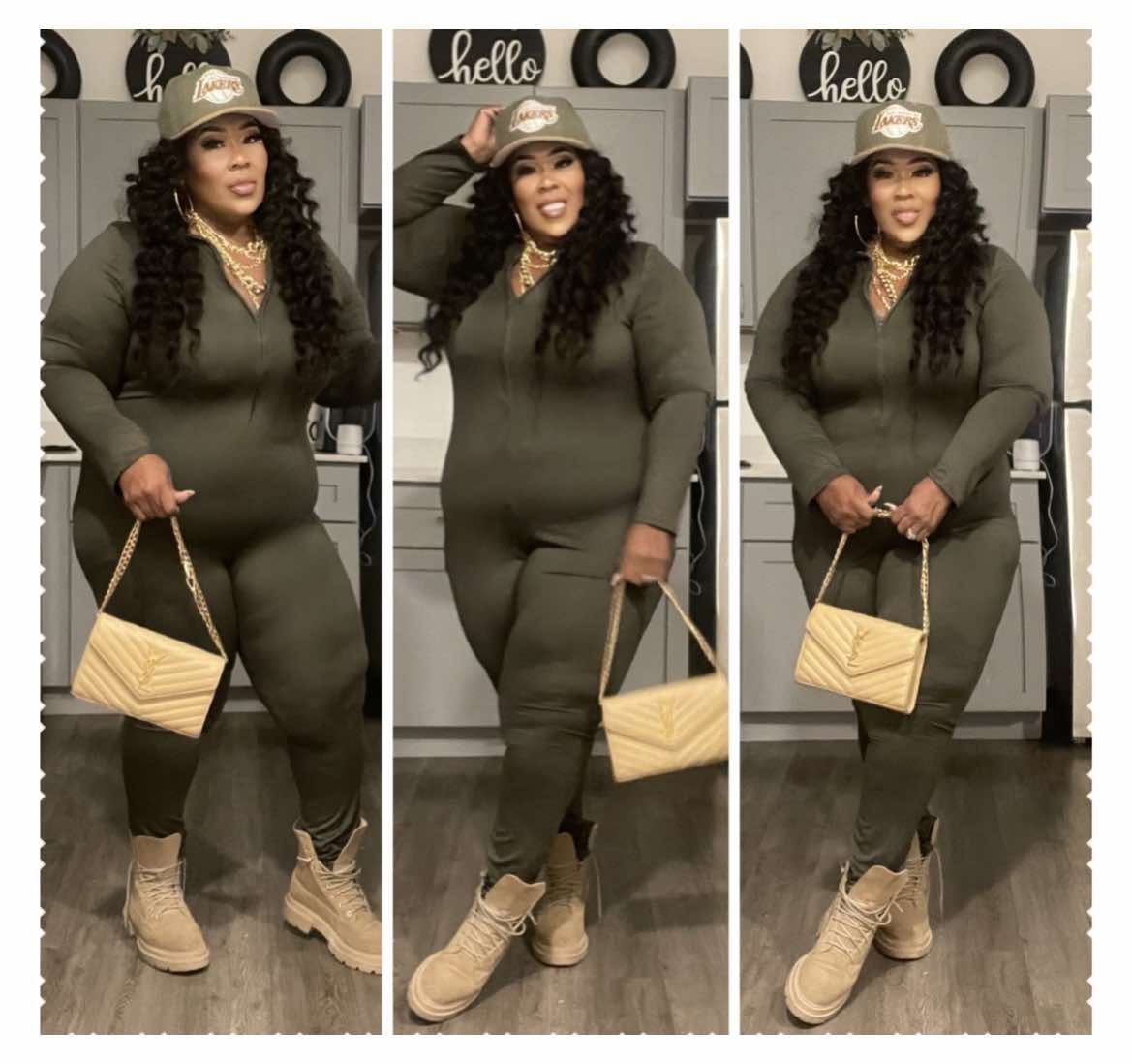 LONG SLEEVE ZIPPER BACK JUMPSUIT-OLIVE-44