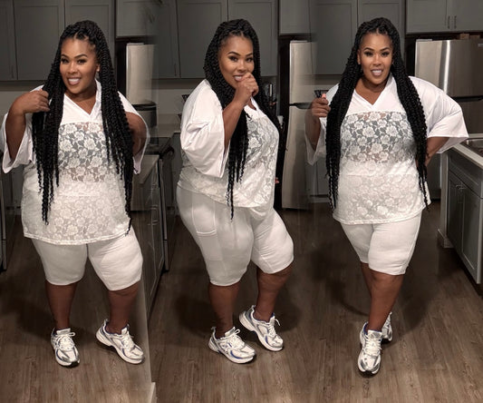 PLUS SIZE LACE JERSEY TOP & BIKER SHORT SET-WHITE-02