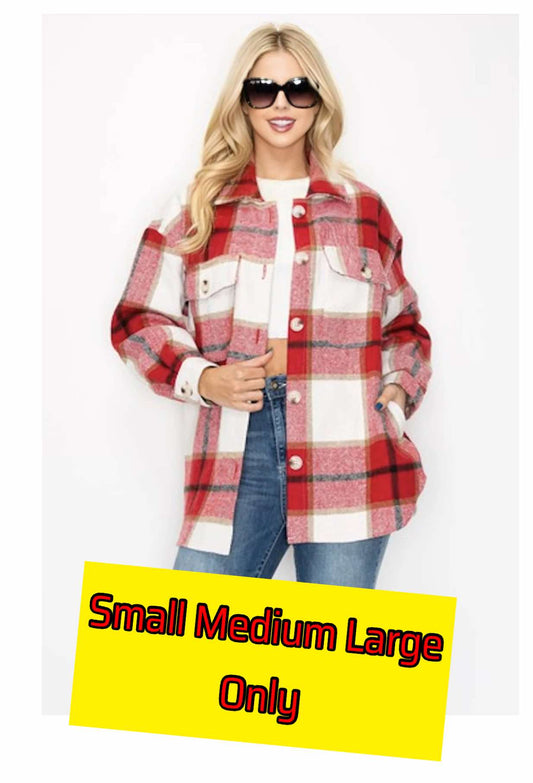 RED MIX PLAID SHACKET