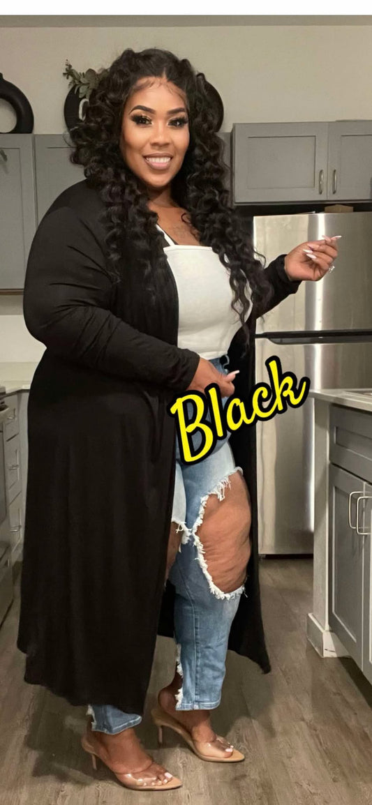 PLUS SIZE OPEN FRONT CARDIGAN-BLACK or WHITE-41