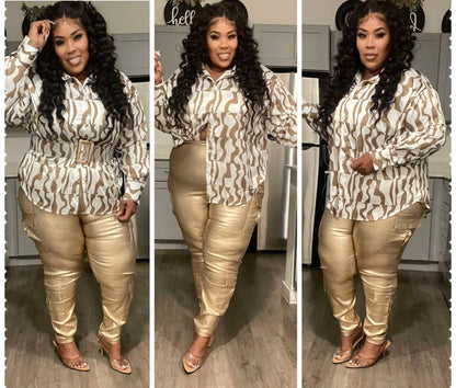 PLUS SIZE FEELING MYSELF STRETCHY FAUX LEATHER PANTS-GOLD-12