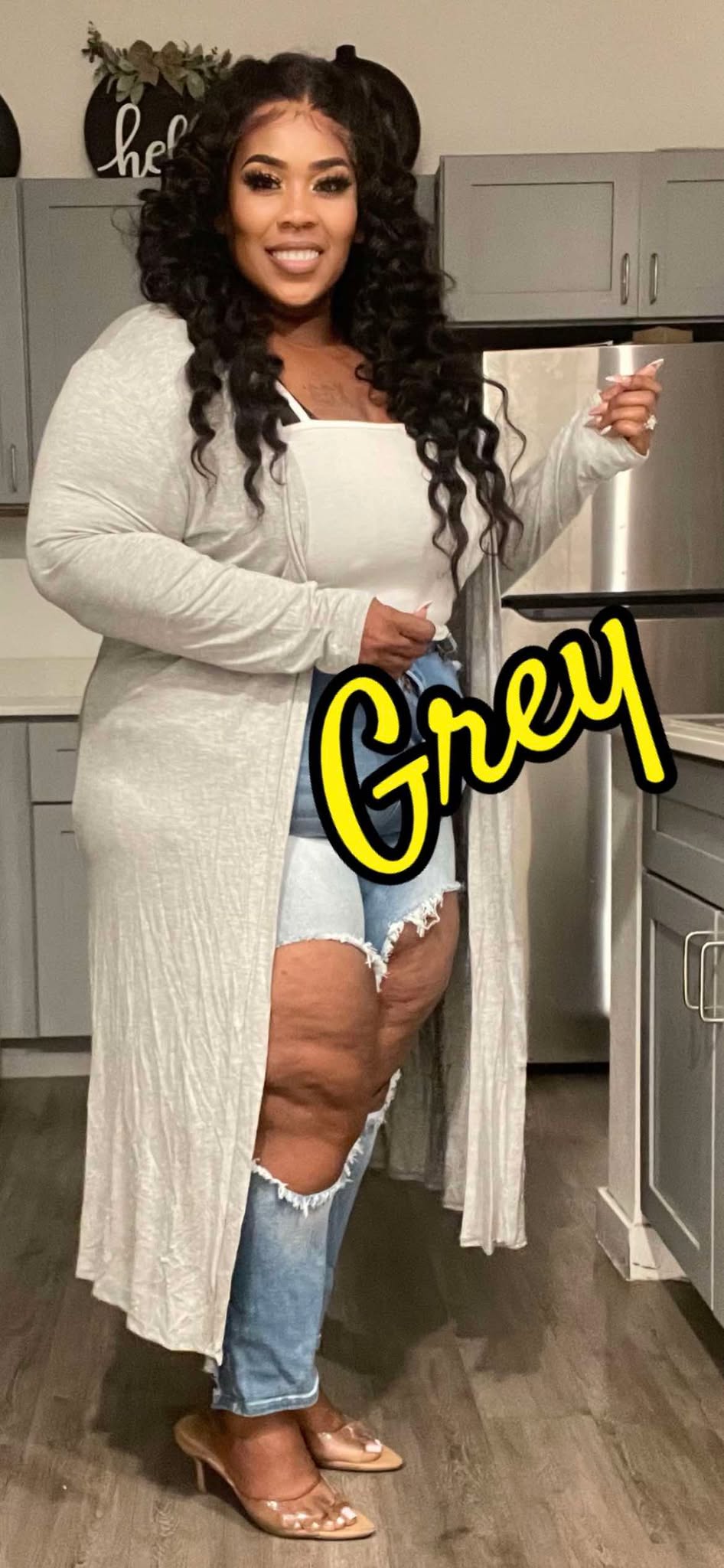 PLUS SIZE OPEN FRON CARDIGAN-HEATHER GREY-42