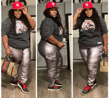 PLUS SIZE FEELING MYSELF STRETCHY FAUZ LEATHER PANTS-PEWTER-12