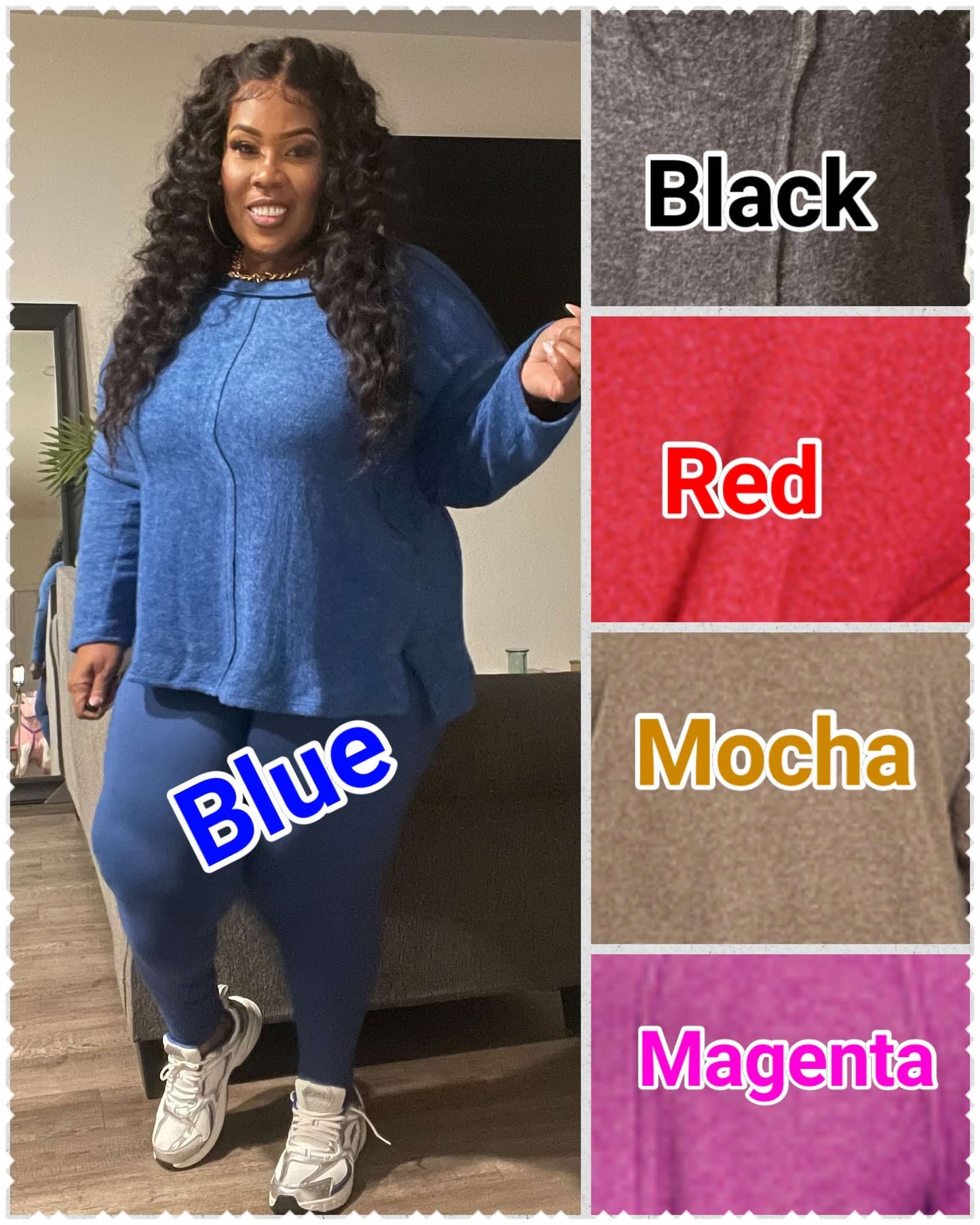 PLUS SIZE VEY STRETCHY HACCI SWEATER TOP-62