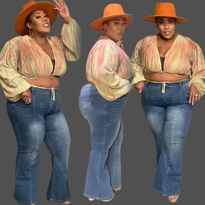 PLUS SIZE VERY BELL LEG JEANS-66