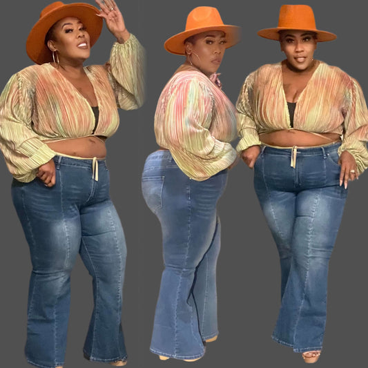 PLUS SIZE VERY BELL LEG JEANS-66