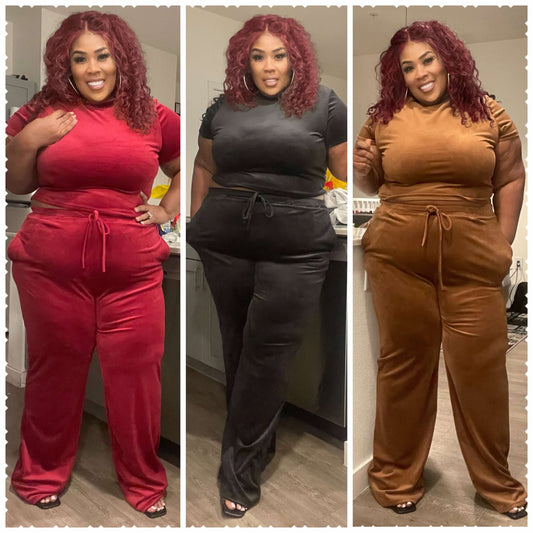 PLUS SIZE VELOUR 2-PIECE SET-BX2