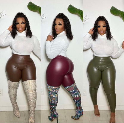 PAINTED ON FAUX LEATHER LEGGINS-SL06