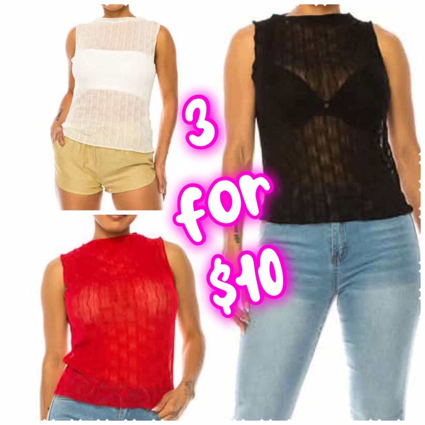 PLUS SIZE 3-PACK LACE TOP-77