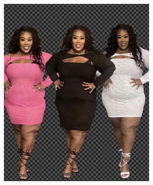 PLUS SIZE MESH SEXY DRESS-01